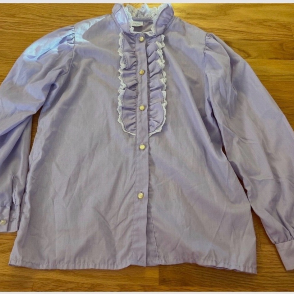Vintage Lavender Ruffled Kids blouse size 12
